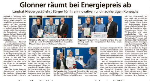 TCZ mit dem Energiepreis des Landkreises ausgezeichnet