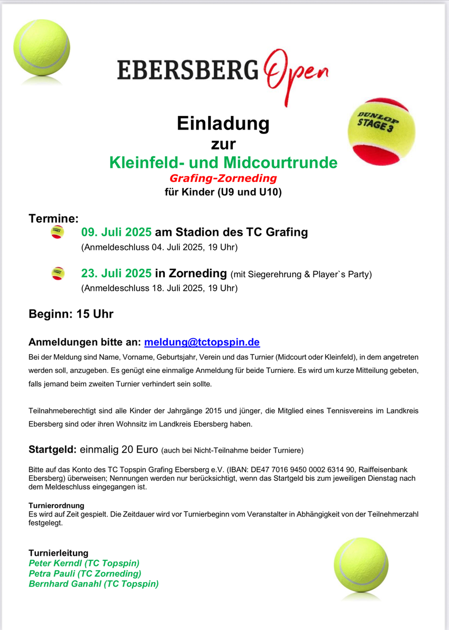 Kleinfeld- und Midcourtturnier beim TCZ